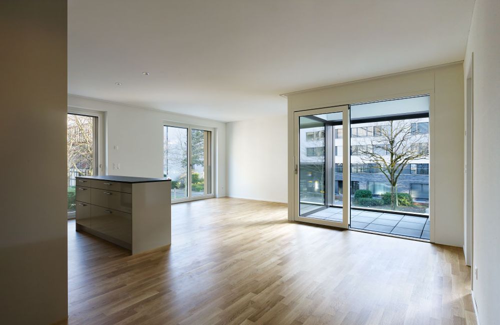 Neue Wohnfläche des Weltpostparks mit Sicht auf den Balkon